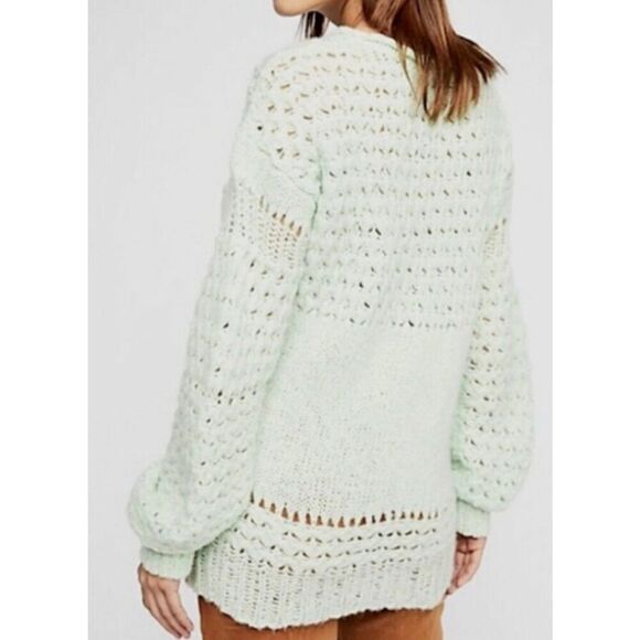 Free People Sweater top open knit size M mint green - Picture 10 of 10